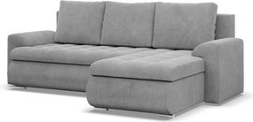 Tokio sarokkanapé, 2 ágyneműtartóval, kordbársony, jobboldali, szürke