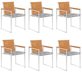 vidaXL 6 db tömör akácfa kerti szék párnákkal