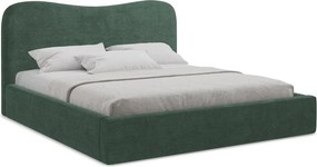 Zöld kárpitozott ágyneműtartós franciaágy ágyráccsal 140x200 cm Kahai – Makamii