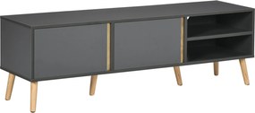 HOMCOM TV Állvány TV Pad 55 hüvelykes TV-hez Északi Stílus 2 Ajtóval 2 Polccal Kábeltartóval 150 x 35 x 45 cm Sötétszürke | Aosom