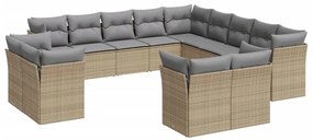 13 részes bézs polyrattan kerti ülőgarnitúra párnákkal