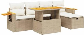 vidaXL 6 részes bézs polyrattan kerti ülőgarnitúra párnával