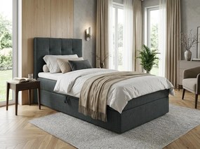 Kárpitozott boxspring ágy DIRELIS VIBE 90x200 cm sötétszürke Matrac: Bonell rugós matrac