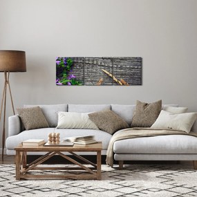 Kép - réti virágok (órával) (90x30 cm)