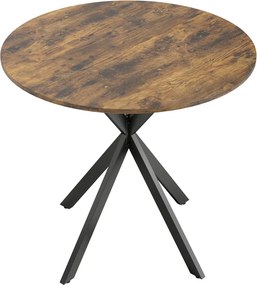 Kerek konyhaasztal, 80 cm, kompakt asztallap, forgácslap, fém, rusztikus barna