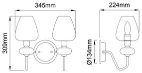 Elstead - Fali lámpa ARMAND 2xE14/40W/230V fekete/sárgaréz