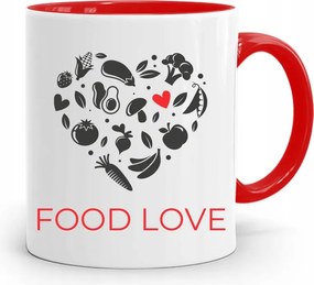 Piros Bögre Szakácsnak Food Love nyomott mintával