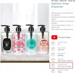 Fekete szappanadagoló 500 ml pumpával