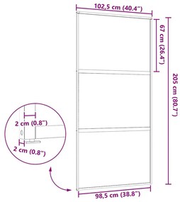 Csúszó ajtó Fekete 102.5 x 205 cm Edzett üveg és Alumínium