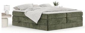 Sötétzöld ágyneműtartós boxspring ágy ágytámla nélkül 140x200 cm Juniper – Maison de Rêve