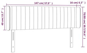 sötétzöld bársony LED-es fejtámla 147 x 16 x 78/88 cm