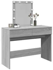 szürke sonoma színű fésülködőasztal LED-del 100 x 40 x 130 cm