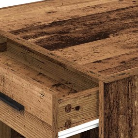 íróasztal fiókkal és polccal régi fa 102x62x77,5 cm gépelt fa