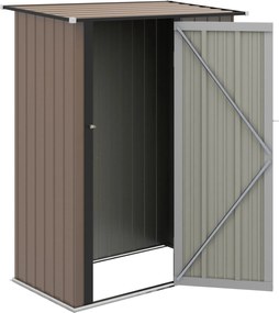 Outsunny Kerti Sátor 1,07 m² 142x84x189 cm Fém Külső Sátor Zárható Ajtóval és Levízvezető Lyukkal Eszköz Tárolásához Barna | Aosom