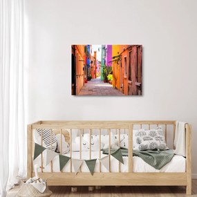 Üveg kép - Színes ház Buranóban, Velencében (70x50 cm)