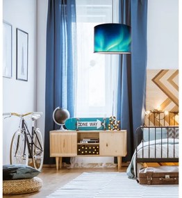 Duolla - Csillár zsinóron PRINT L 1xE27/40W/230V átm. 45 cm fekete/türkiz