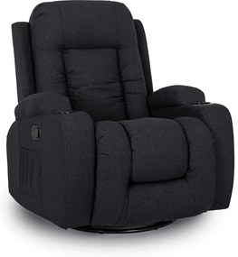 Elektromosan Vezérelhető Masszázsfunkciós Relaxfotel Fekete Szövet Kárpittal. BOX 2