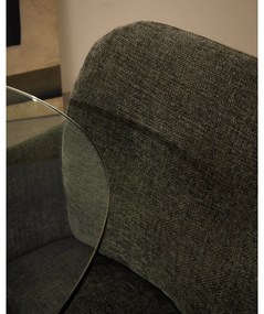 Sötétzöld kárpitozott karfás étkezőfotel Dorina – Kave Home