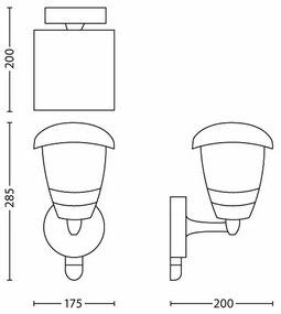 Philips 15388/31/16 - Kültéri fali lámpa érzékelővel MYGARDEN CREEK 1xE27/60W IP44