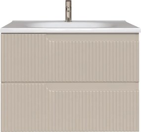 Piramida EURIDIKA fali fürdőszobabútor - műmárvány mosdóval -2 fiókos - PINO BÉZS - 75 x 48 x 53 cm