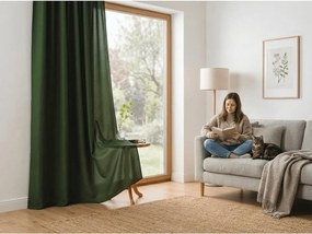 Závěs OXFORD LIGHT 140x270 cm, sötétzöld Felfüggesztés: Hullámos sínszalag