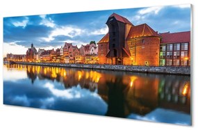 Üvegképek Gdańsk folyó épületek 100x50 cm