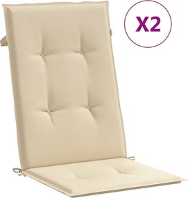 vidaXL 2 db bézs szövet kerti magas háttámlájú székpárna 120x50x3 cm