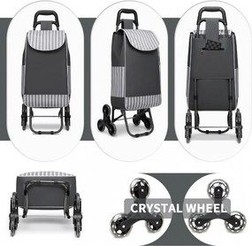 Szürke lépcsőjáró bevásárlótáska kerekeken "Helper"