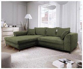 LAGOA balos L alakú ággyá alakítható sarokkanapé tárolóval, zöld