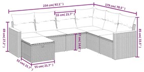 7 részes szürke polyrattan kerti ülőgarnitúra párnákkal