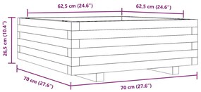 viaszbarna tömör fenyőfa kerti virágláda 70x70x26,5 cm