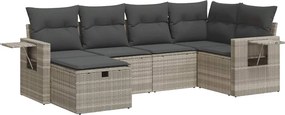 vidaXL 6 részes világosszürke polyrattan kerti ülőgarnitúra párnákkal