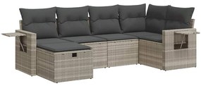 vidaXL 6 részes világosszürke polyrattan kerti ülőgarnitúra párnákkal