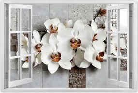 Poszterek 120x80 Fehér orchideåk és mozaik