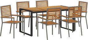 vidaXL Kert étkező szett 7 pcs Szürke és Barna polirattan