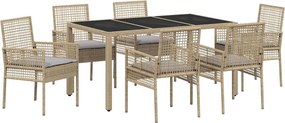 vidaXL Kert étkező szett 7 pcs Bézs polirattan