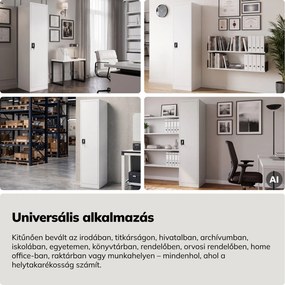 Kartotékos iratszekrény kulcsos fehér, 450x1850x600 mm: ALEX D600