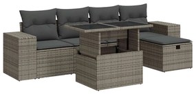 6 részes szürke polyrattan kerti ülőgarnitúra párnákkal
