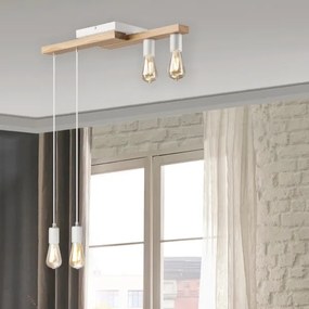 Csillár zsinóron CORTINA 4xE27/15W/230V fehér/tölgy