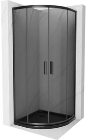 Mexen Rio, szögletes zuhany tolóajtóval 80 (ajtó) x 80 (ajtó) x 190 cm, 5mm szürke üveg, fekete profil + fekete SLIM zuhanytálca, 863-080-080-70-40-4…