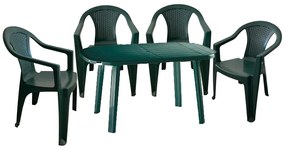 Santorini II. New 4 személyes kerti bútor szett, zöld asztallal, 4 db Palermo zöld székkel