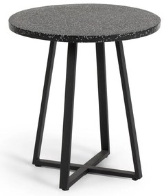 Tella fekete kerti asztal kő asztallappal, ø 70 cm - Kave Home
