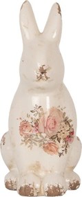 Kerámia nyuszi dekoráció rózsákkal és patinával Rosien M 13x10x21 cm