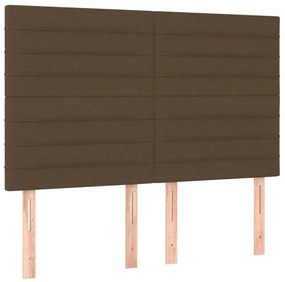 barna szövet rugós és LED-es ágy matraccal 140x200 cm