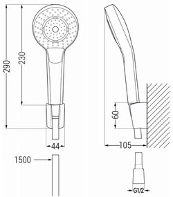 Mexen Sabre R05 kádcsaptelep zuhanykészlettel, fehér - 7213R05-20