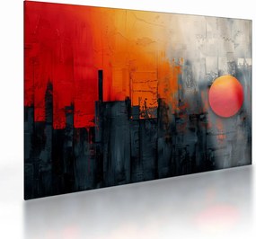 Üveg kép - Absztrakt festmény a városról (70x50 cm)