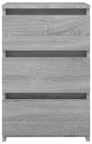 2 db szürke sonoma szerelt fa éjjeliszekrény 40x35x62,5 cm