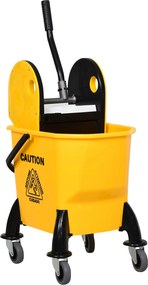 HOMCOM Tisztítókocsi Vödör Kihúzóval 26 Liter, Sárga, 44cm x 36cm x 90cm | Aosom