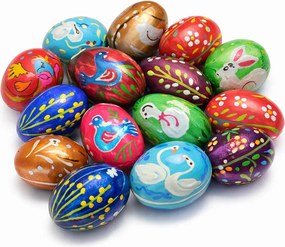 Húsvéti tojások Fa Kézzel Festett Nagy hagyományos 10db