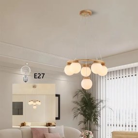 Brilagi - VISBY WOOD zsinóros függeszték 6xE27/60W/230V, átm. 58 cm, kaucsukfa